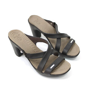 Womens Crocs Cyprus III Brown & Tan Heels Heels Sandals Open Toe Size 8
